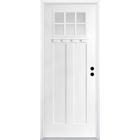 Codel Doors 36" x 96" Primed White Shaker Exterior Fiberglass Door 3080LHISPSFHER3066C491615M